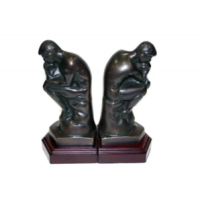 New  Thinker Bronzed Metal  on wood  bookends   332711662415
